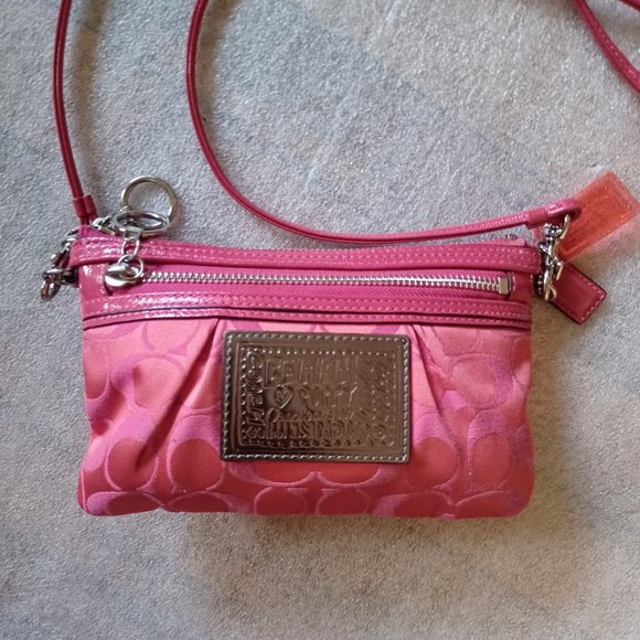 Coach Handbags - Coach Poppy Signature Small Crossbody Hot Pink